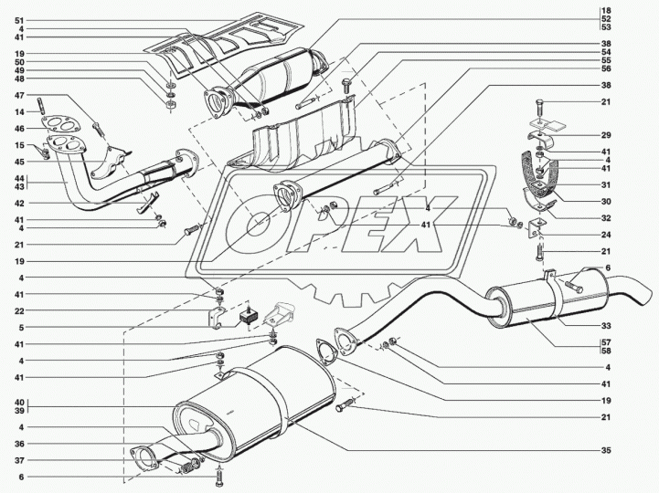 31602-1201010-11 Глушитель УАЗ Хантер (дв.ЗМЗ-409 Евро-2) фтруб=50 Lтрубы=360 Lглуш.=465; 1 ромбич.фланец/1 треуг.фланец, выхлопа в сборе; (нержавейка) БАКСАН